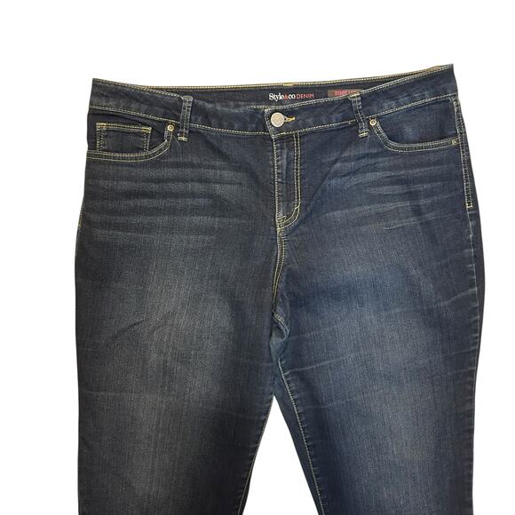 Style & Co Women Jeans 18 Blue Boot Leg Dark Wash Cowgirl Western Denim Comfy - Picture 10 of 11